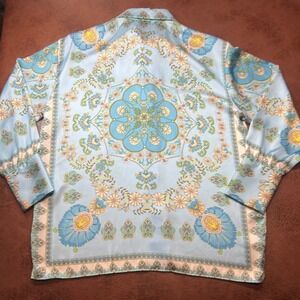 ZARA Light Blue Floral Print Button Down‎ Shirt Long Sleeve XS